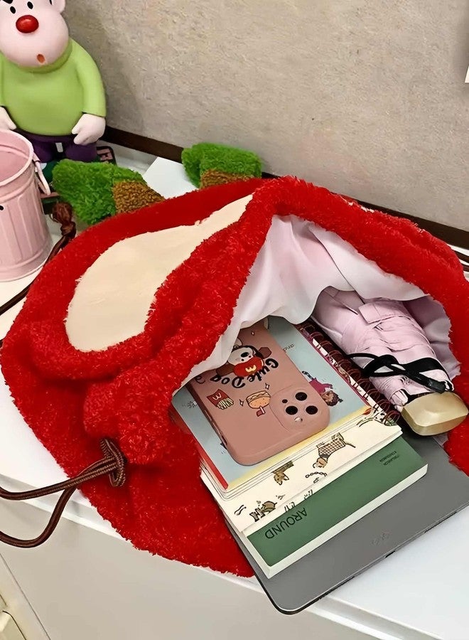 Winatehr plush apple furry backpack for girls, stuffed cartoon kawaii novelty back bags, funny cutecore anime cute senior christmas ornaments gifts, whimsy twee whimsical accessories decor - Image 5